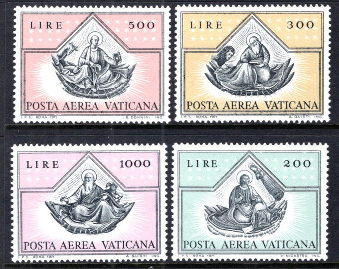 1971 Four Evangelists Set of Four Vatican City Airmail Postage Stamps Mint Never Hinged