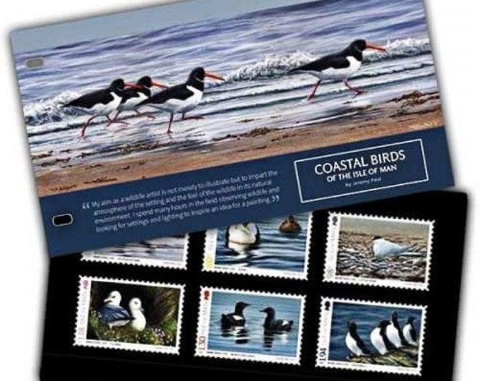 2017 Coastal Birds Set of 6 Isle of Man Postage Stamps In Presentation Folder Mint Never Hinged