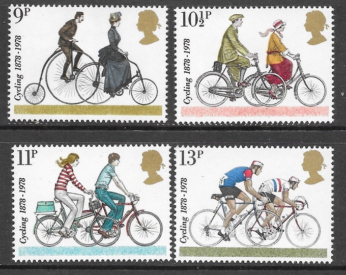 Cycling Set of Four Great Britain Postage Stamps