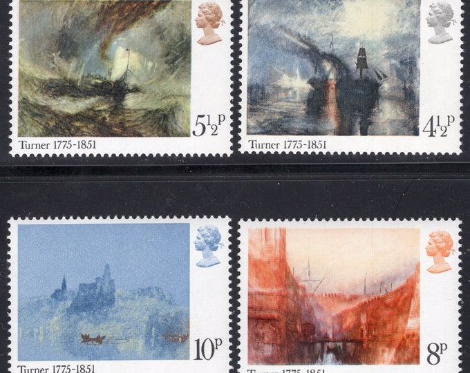 1975 J M W Turner Paintings Set of Four Great Britain Postage Stamps Mint Never Hinged Condition