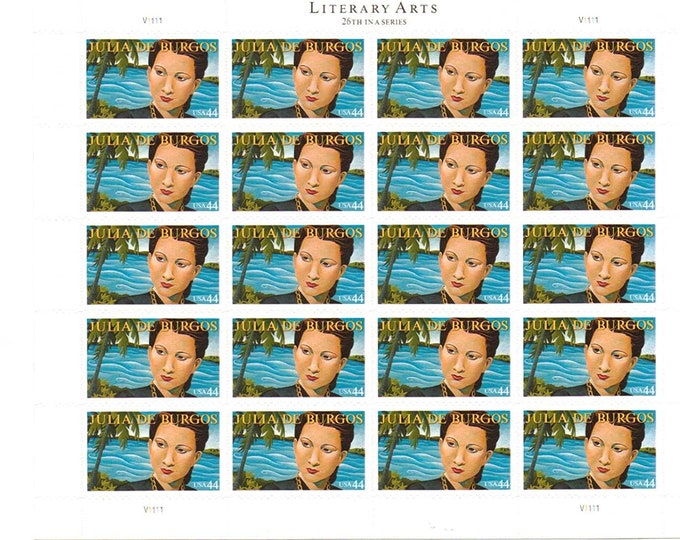 2010 Julia De Burgos Literary Arts Series Sheet of Twenty 44-Cent United States Postage Stamps