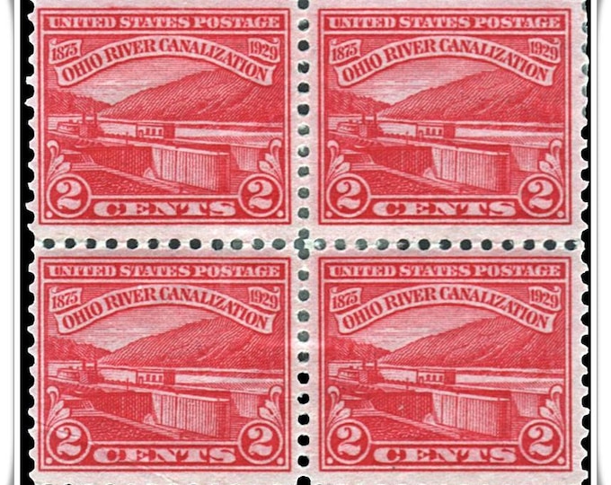 Ohio River Canals Block of Four 2-Cent United States Postage Stamps