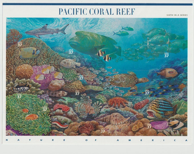 Pacific Coral Reef Sheet of Ten 33-Cent United States Postage Stamps Issued 2004