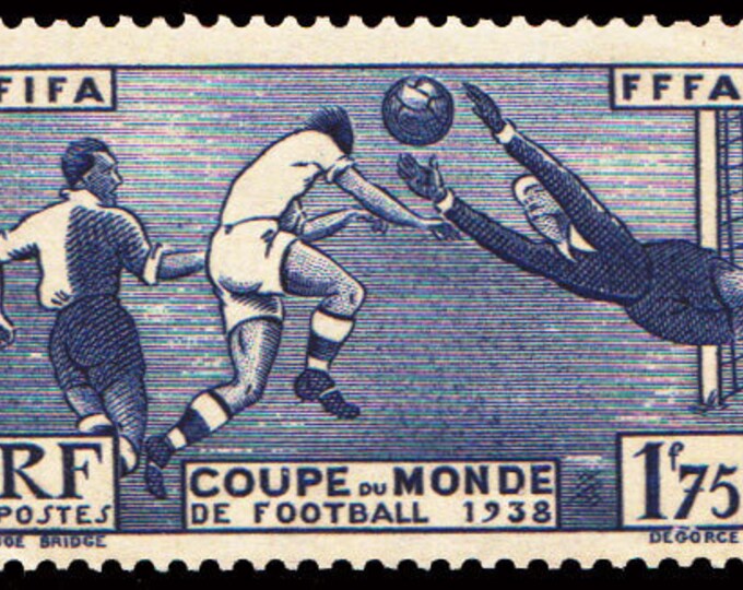 Soccer World Cup FIFA France Postage Stamp Issued 1938