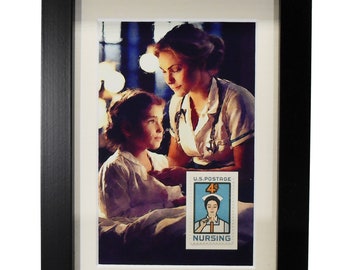 Nurse Framed Print With Genuine United States Postage Stamp