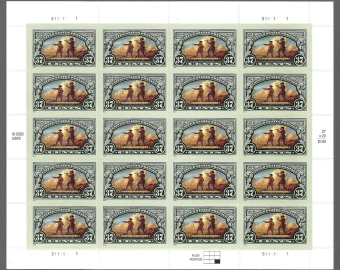 Lewis And Clark Expedition Sheet of Twenty 37-Cent United States Postage Stamps Issued 2004