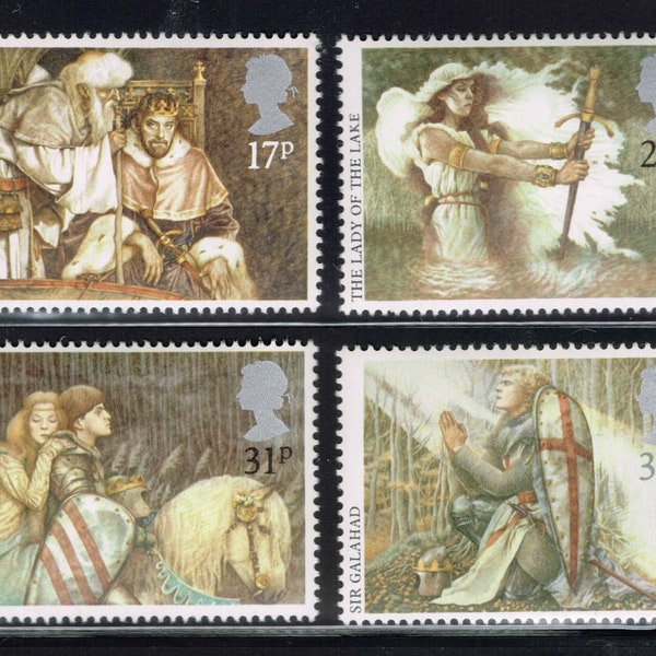 1985 Arthurian Legends Set of Four Great Britain Postage Stamps Mint Never Hinged