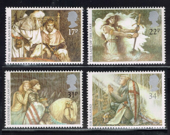 1985 Arthurian Legends Set of Four Great Britain Postage Stamps Mint Never Hinged