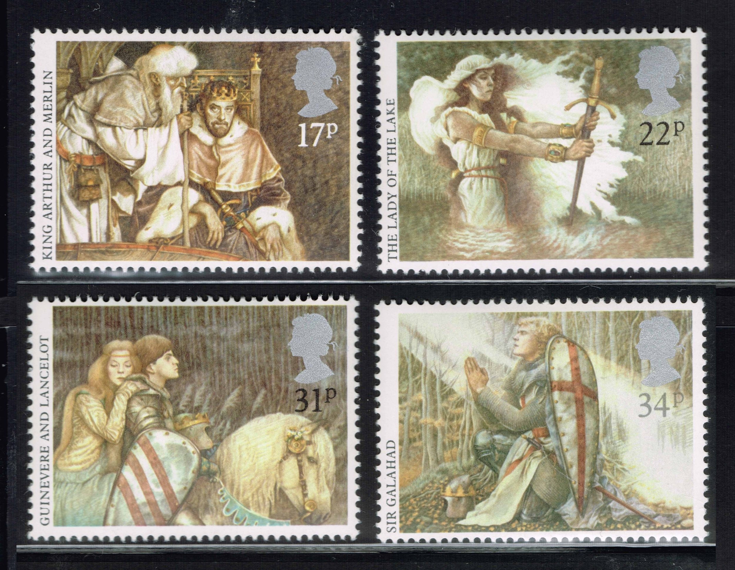 1985 Arthurian Legends Set of Four Great Britain Postage Stamps Mint