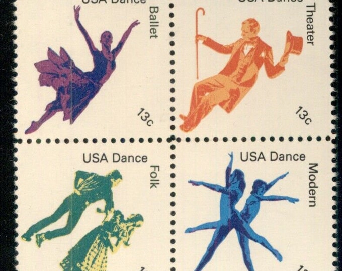 1978 American Dance Block of Four 13-Cent United States Postage Stamps