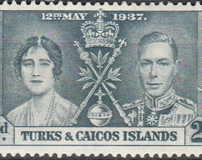 Coronation of King George VI Set of Three Turks and Caicos Postage Stamps Issued 1937