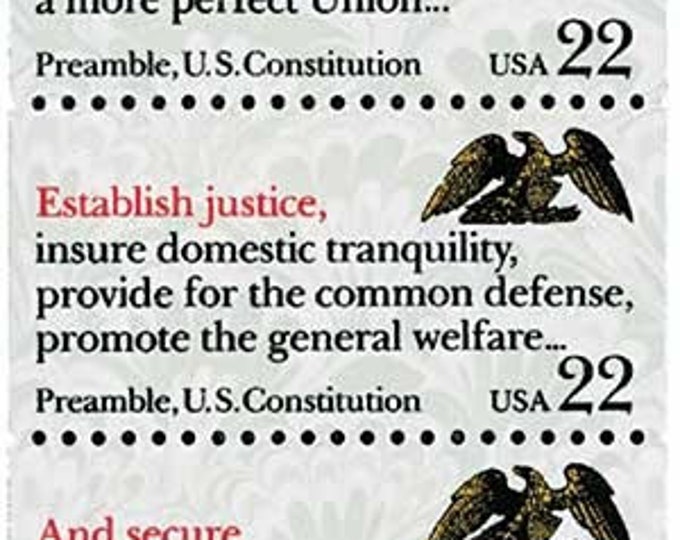 Constitution Booklet of Twenty 22-Cent United States Postage Stamps Issued 1987