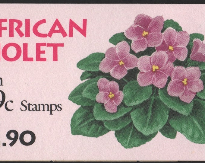 African Violet Booklet of Ten 29-Cent United States Postage Stamps Issued 1993