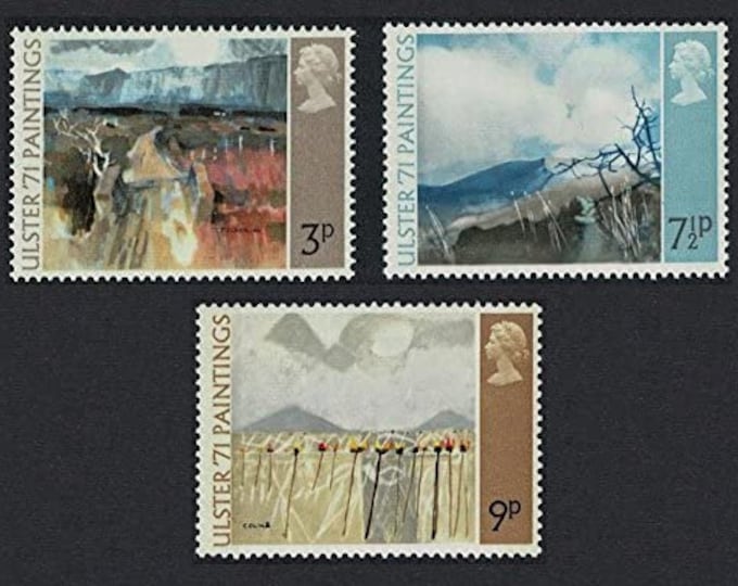 Ulster Paintings Set of Three Great Britain Postage Stamps Issued 1971