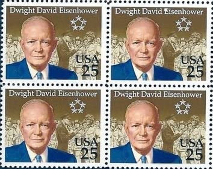 Eisenhower Block of Four 25-Cent United States Postage Stamps