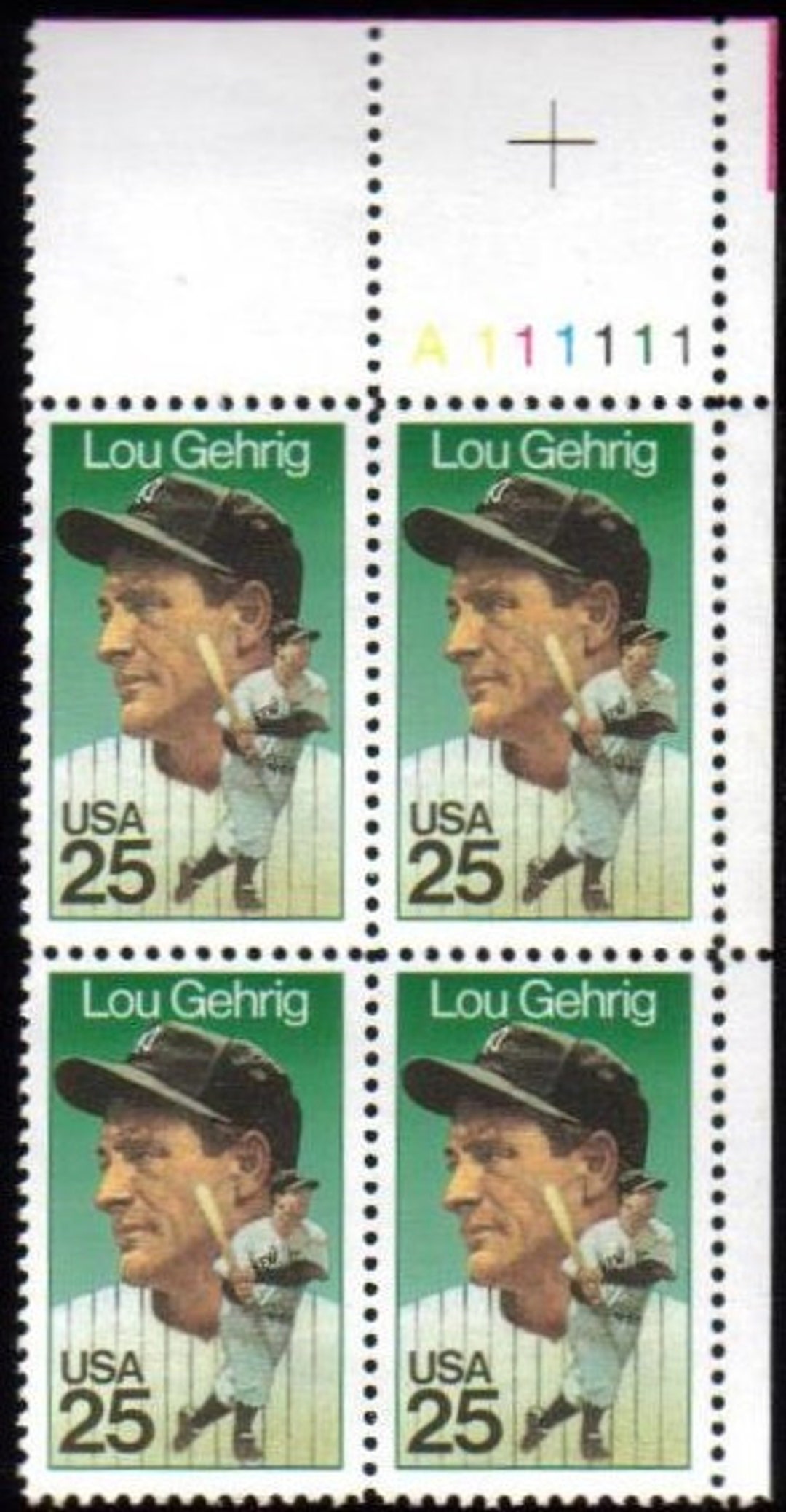 1989-lou-gehrig-us-25-cent-postage-stamp-mint-never-hinged-etsy