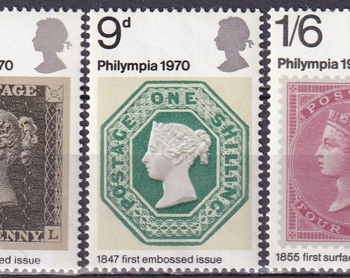 Queen Victoria Set of Three Great Britain Postage Stamps Issued 1970