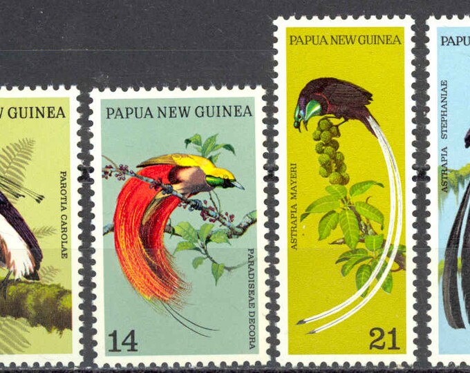 Birds of Paradise Set of Four Papua New Guinea Postage Stamps Issued 1973