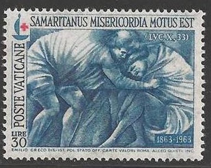 Red Cross Good Samaritan Set of Three Vatican City Postage Stamps Issued 1964