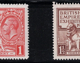 1924 King George V British Empire Exhibition Wembley Set of Two Great Britain Postage Stamps Mint Never Hinged
