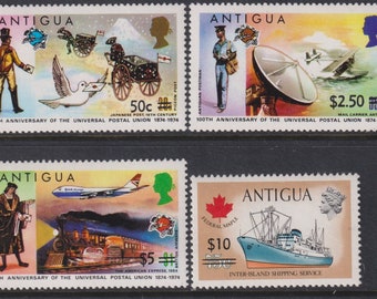 Inter-Island Shipping Set of Four Antigua Postage Stamps Issued 1974-75