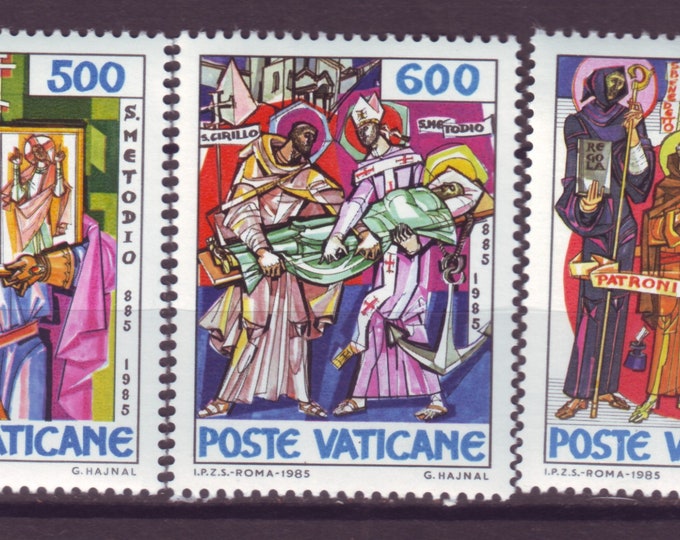 Saint Methodius Set of Three Vatican City Postage Stamps Issued 1985