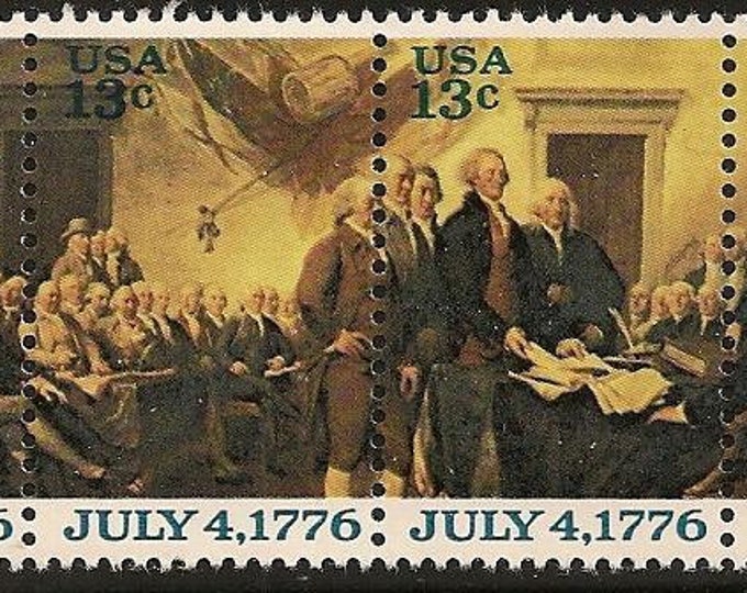 1976 Declaration of Independence Strip of Four 13-Cent United States Postage Stamps