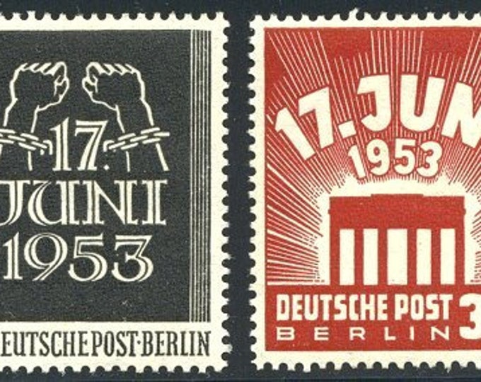 East Berlin Workers Strike Set of Two West Germany Postage Stamps Issued 1953