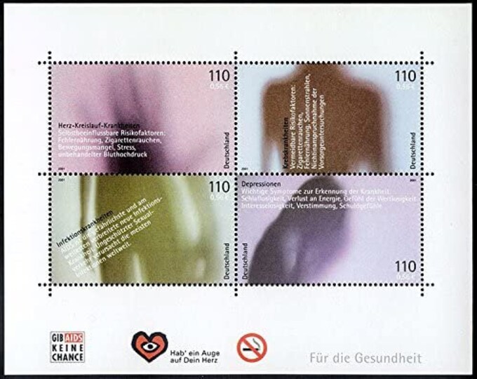Healthcare Souvenir Sheet of Four Germany Postage Stamps Issued 2001