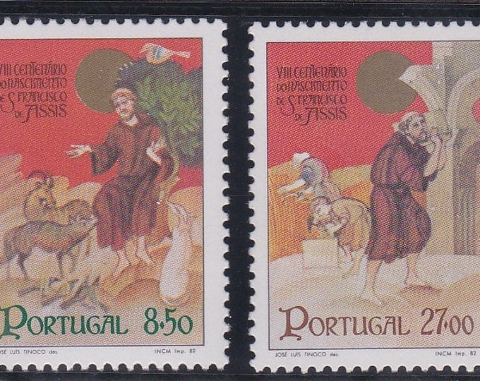1982 8th Centenary of the Birth of St Francis of Assisi Set of 2 Portugal Postage Stamps Mint Never Hinged