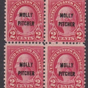 US 1928 Battle of Monmouth Molly Pitcher Block of Four Postage Stamps, Mint Never Hinged