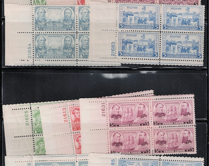 Army Navy Issue Complete Set of United States Plate Blocks Issued 1936 and 1937