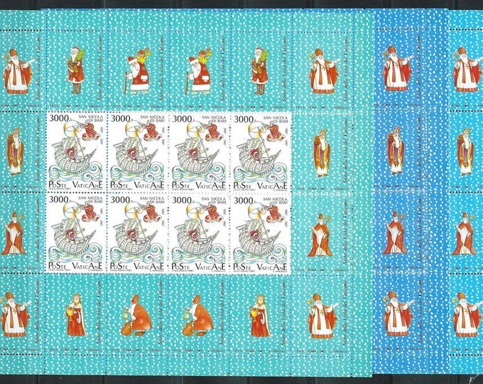 Vatican City St Nicholas Christmas Set of Three Postage Stamp Miniature Sheets Issued 1987