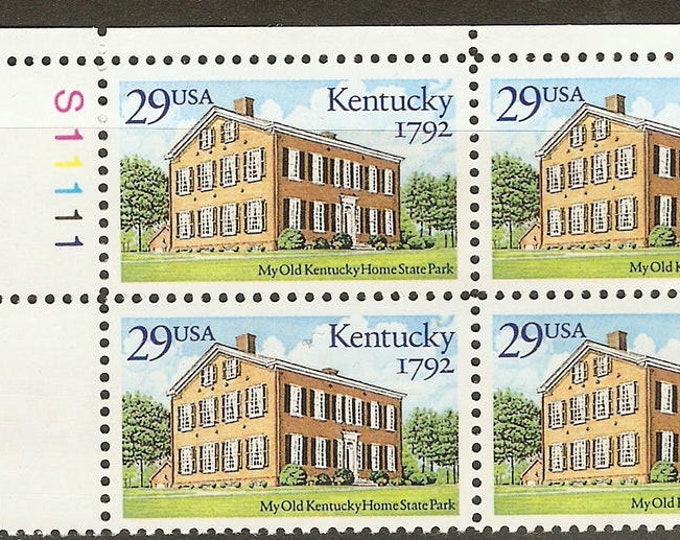 1992 Kentucky Statehood Plate Block of Four 29-Cent United States Postage Stamps