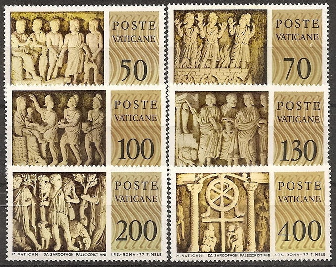 1977 Sculptures Set of 6 Vatican City Postage Stamps Mint Never Hinged