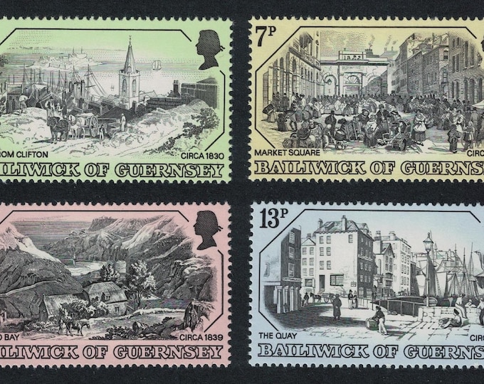 Old Guernsey Views Set of Four Postage Stamps Issued 1978