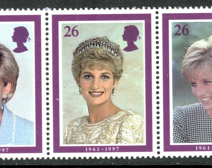 1998 Diana Princess of Wales Collectible Strip of 5 Great Britain Postage Stamps Mint Never Hinged