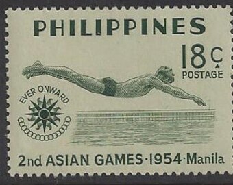1954 Asian Games Set of Three Philippines Postage Stamps Mint Never Hinged