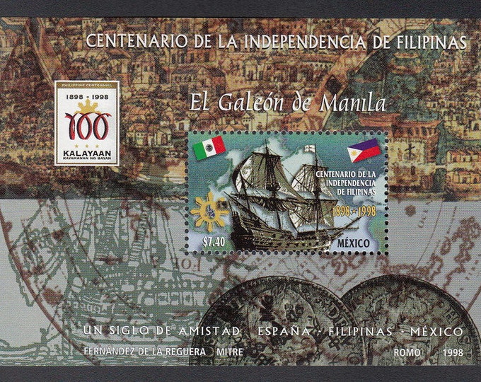 Centennial Of Philippine Independence Mexico Postage Stamp Souvenir Sheet Issued 1998