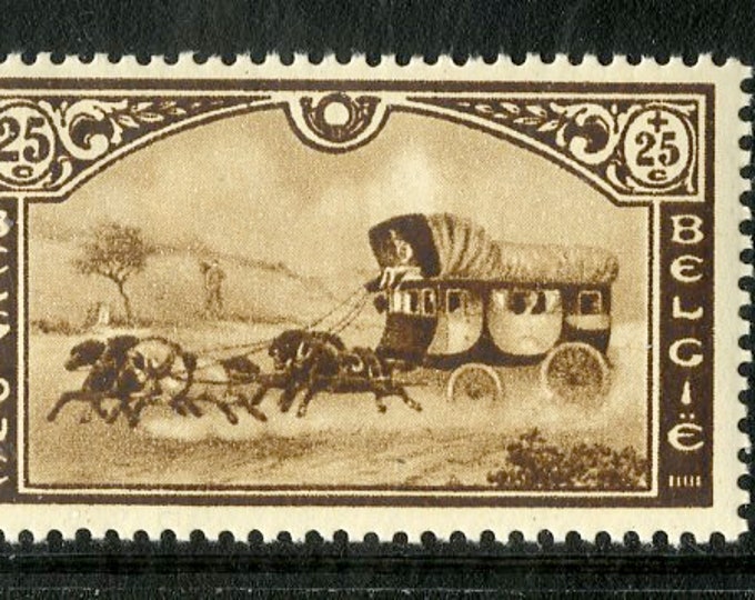 Stage Coach Set of Three Collectible Belgian Postage Stamps Issued 1935