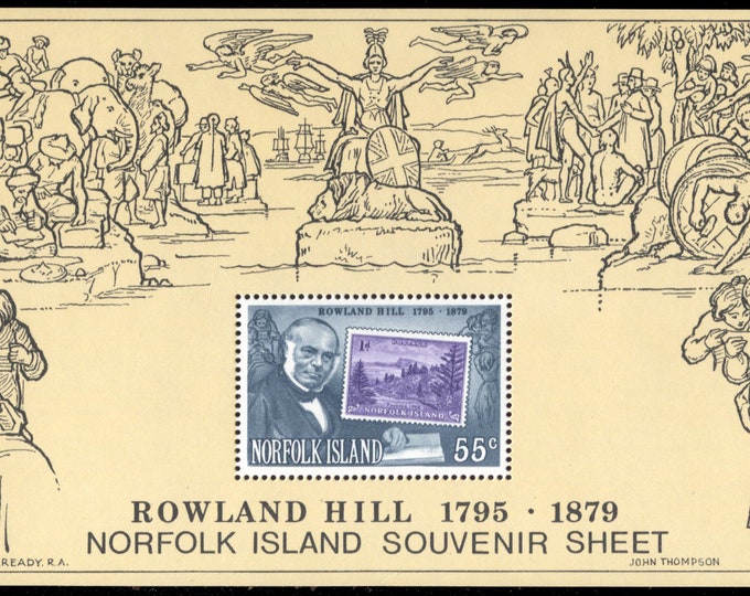 Sir Rowland Hill Norfolk Island Postage Stamp Souvenir Sheet Issued 1979