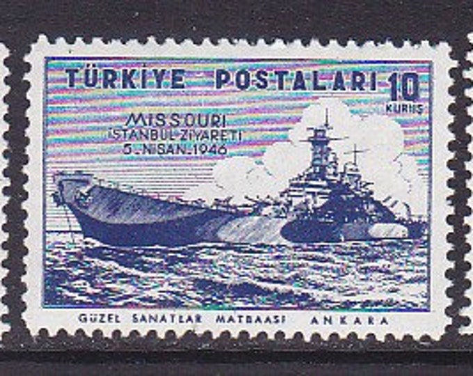 1946 Visit of the USS Missouri to Istanbul Set of Three Turkiye (Turkey) Postage Stamps Mint Never Hinged