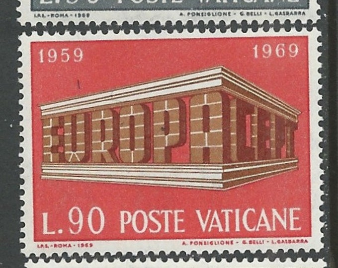 Europa Colonnade Set of Three Vatican City Postage Stamps Issued 1969