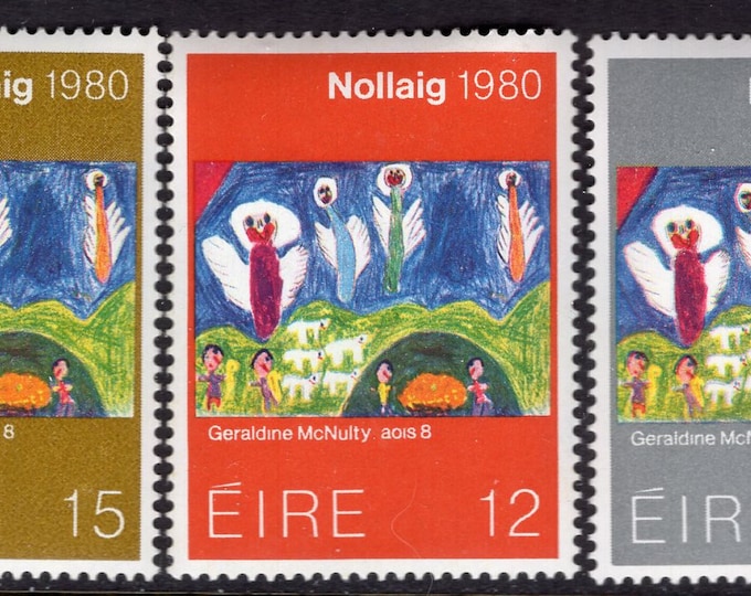 1980 Nativity Scene Set of Three Ireland Christmas Postage Stamps