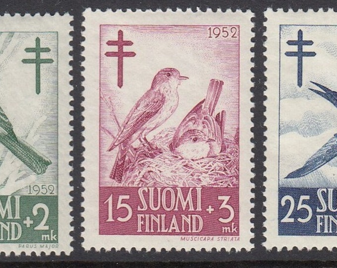Birds Set of Three Finland Postage Stamps Issued 1952