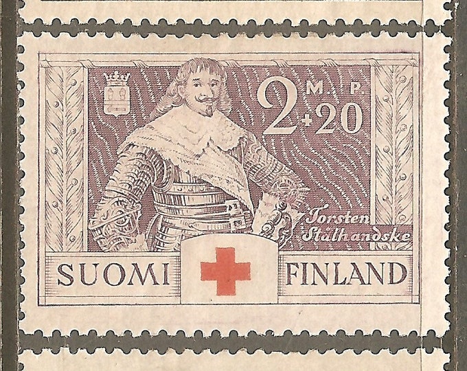 Finnish Knights Set of Three Finland Red Cross Postage Stamps Issued 1934