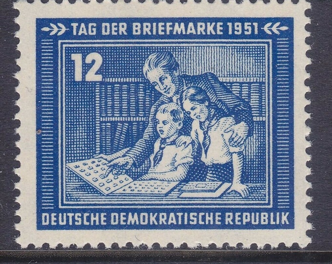 Parent and Children With Album East Germany Postage Stamp Issued 1951