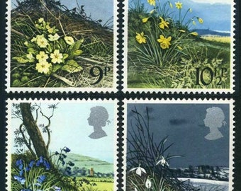 1979 Spring Wildflowers Set of Four Great Britain Postage Stamps Mint Never Hinged