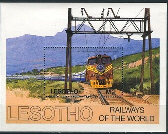 1984 Railways of the World Lesotho Postage Stamp Souvenir Sheet Mint Never Hinged