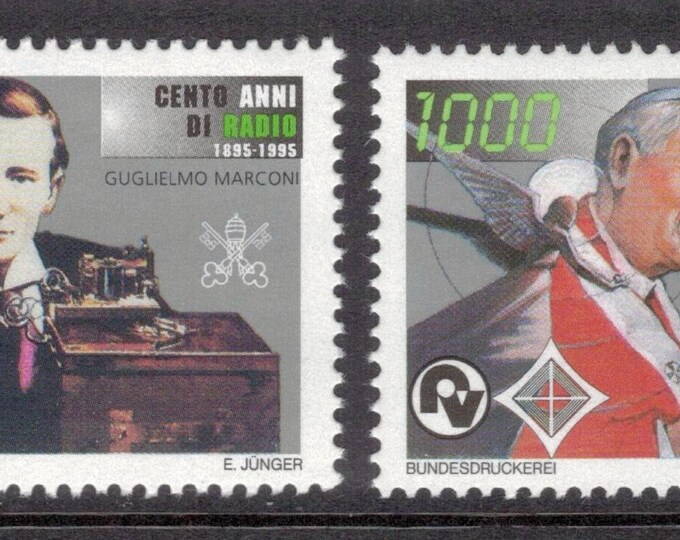 1995 Radio Centenary Set of 2 Vatican City Postage Stamps Mint Never Hinged